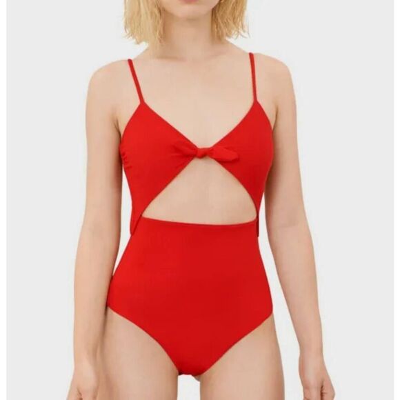 Mara Hoffman Kia Cutout One-Piece Swimsuit in red - Picture 1 of 5